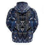 Aotearoa Tuwharetoa Hoodie Maori Tribal Navy Paua Shell Pattern