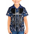 Aotearoa Tuwharetoa Kid Hawaiian Shirt Maori Tribal Navy Paua Shell Pattern