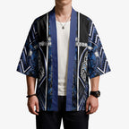 Aotearoa Tuwharetoa Kimono Maori Tribal Navy Paua Shell Pattern