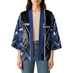 Aotearoa Tuwharetoa Kimono Maori Tribal Navy Paua Shell Pattern