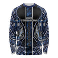 Aotearoa Tuwharetoa Long Sleeve Shirt Maori Tribal Navy Paua Shell Pattern