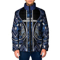 Aotearoa Tuwharetoa Padded Jacket Maori Tribal Navy Paua Shell Pattern