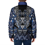 Aotearoa Tuwharetoa Padded Jacket Maori Tribal Navy Paua Shell Pattern