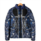 Aotearoa Tuwharetoa Padded Jacket Maori Tribal Navy Paua Shell Pattern