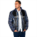 Aotearoa Tuwharetoa Padded Jacket Maori Tribal Navy Paua Shell Pattern