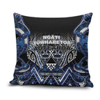 Aotearoa Tuwharetoa Pillow Cover Maori Tribal Navy Paua Shell Pattern