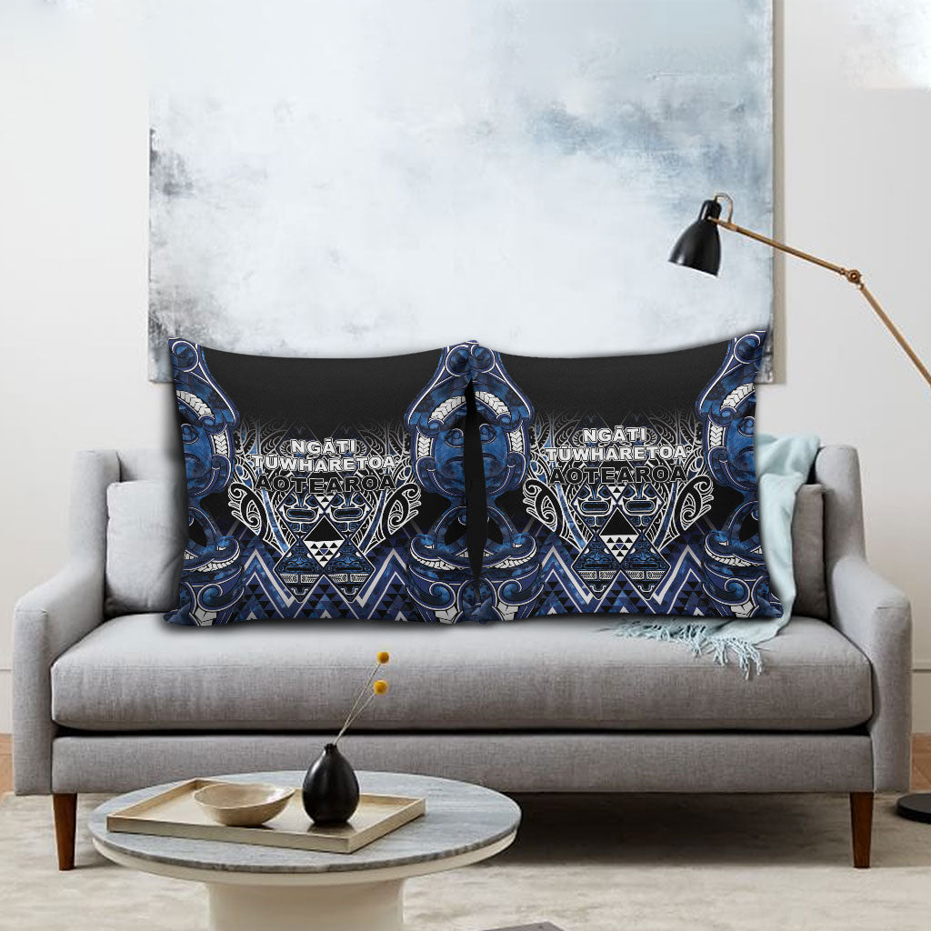Aotearoa Tuwharetoa Pillow Cover Maori Tribal Navy Paua Shell Pattern