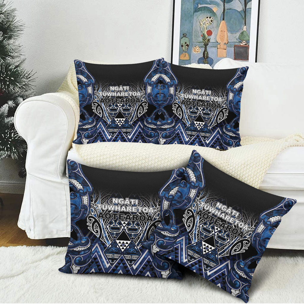 Aotearoa Tuwharetoa Pillow Cover Maori Tribal Navy Paua Shell Pattern