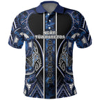 Aotearoa Tuwharetoa Polo Shirt Maori Tribal Navy Paua Shell Pattern