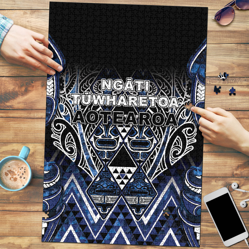 Aotearoa Tuwharetoa Puzzle Maori Tribal Navy Paua Shell Pattern