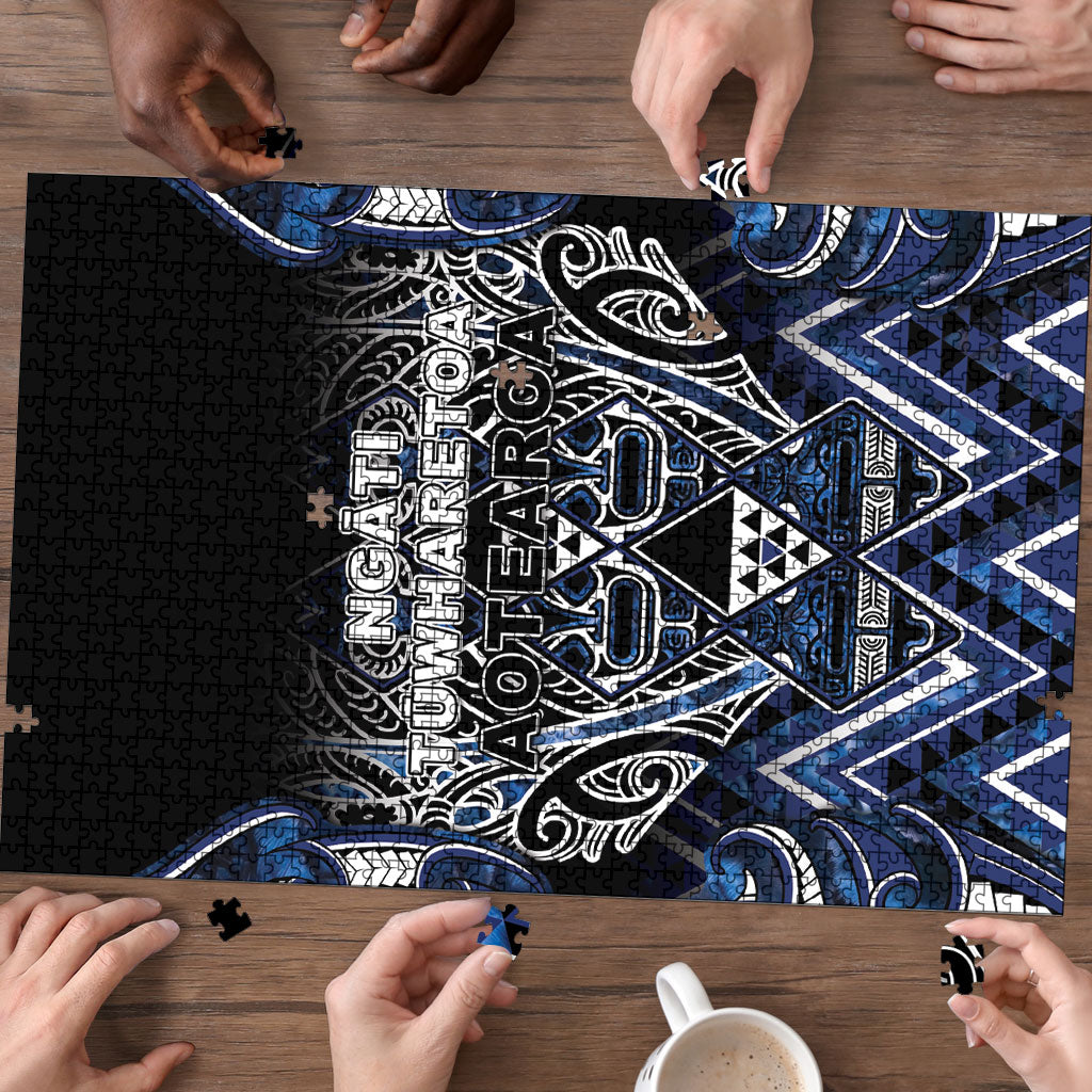 Aotearoa Tuwharetoa Puzzle Maori Tribal Navy Paua Shell Pattern