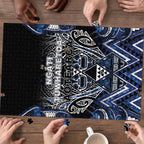 Aotearoa Tuwharetoa Puzzle Maori Tribal Navy Paua Shell Pattern