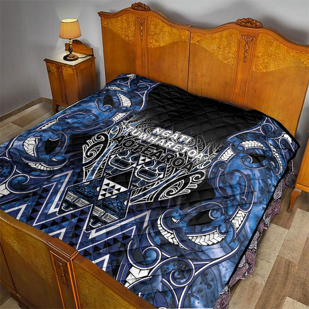 Aotearoa Tuwharetoa Quilt Maori Tribal Navy Paua Shell Pattern