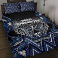 Aotearoa Tuwharetoa Quilt Bed Set Maori Tribal Navy Paua Shell Pattern