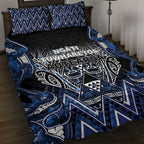 Aotearoa Tuwharetoa Quilt Bed Set Maori Tribal Navy Paua Shell Pattern
