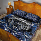 Aotearoa Tuwharetoa Quilt Bed Set Maori Tribal Navy Paua Shell Pattern