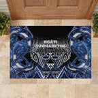 Aotearoa Tuwharetoa Rubber Doormat Maori Tribal Navy Paua Shell Pattern