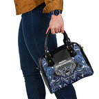 Aotearoa Tuwharetoa Shoulder Handbag Maori Tribal Navy Paua Shell Pattern