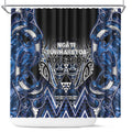 Aotearoa Tuwharetoa Shower Curtain Maori Tribal Navy Paua Shell Pattern