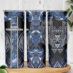 Aotearoa Tuwharetoa Skinny Tumbler Maori Tribal Navy Paua Shell Pattern