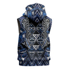 Aotearoa Tuwharetoa Sleeveless Hoodie Maori Tribal Navy Paua Shell Pattern
