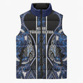 Aotearoa Tuwharetoa Sleeveless Puffer Jacket Maori Tribal Navy Paua Shell Pattern