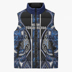 Aotearoa Tuwharetoa Sleeveless Puffer Jacket Maori Tribal Navy Paua Shell Pattern