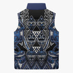 Aotearoa Tuwharetoa Sleeveless Puffer Jacket Maori Tribal Navy Paua Shell Pattern