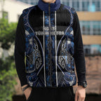 Aotearoa Tuwharetoa Sleeveless Puffer Jacket Maori Tribal Navy Paua Shell Pattern