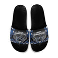 Aotearoa Tuwharetoa Slide Sandals Maori Tribal Navy Paua Shell Pattern