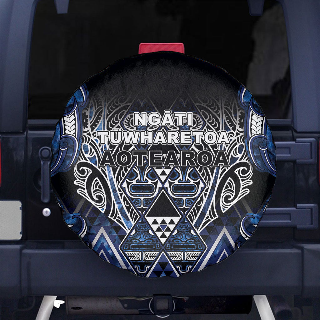Aotearoa Tuwharetoa Spare Tire Cover Maori Tribal Navy Paua Shell Pattern