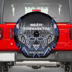 Aotearoa Tuwharetoa Spare Tire Cover Maori Tribal Navy Paua Shell Pattern