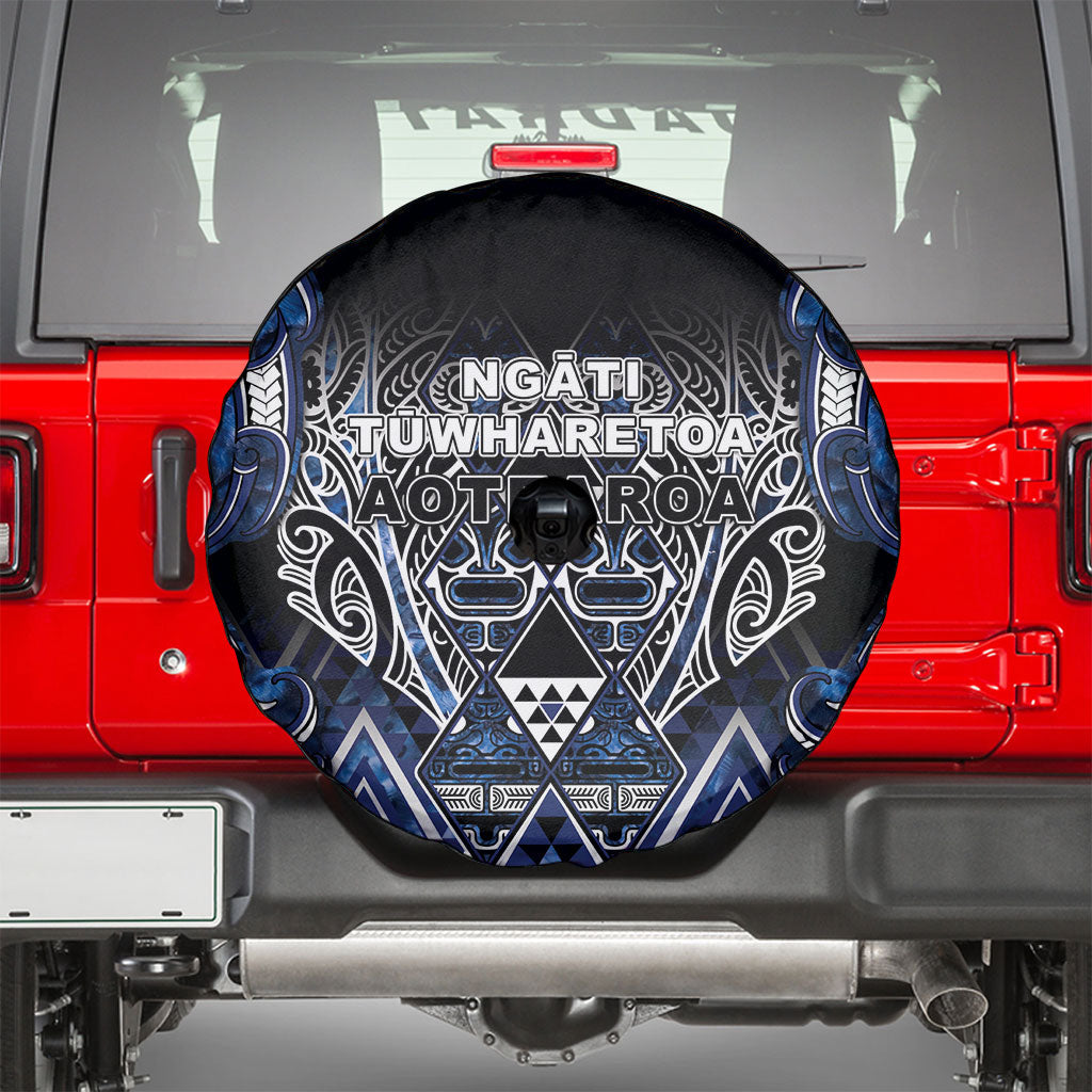 Aotearoa Tuwharetoa Spare Tire Cover Maori Tribal Navy Paua Shell Pattern