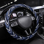 Aotearoa Tuwharetoa Steering Wheel Cover Maori Tribal Navy Paua Shell Pattern