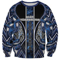 Aotearoa Tuwharetoa Sweatshirt Maori Tribal Navy Paua Shell Pattern