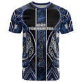 Aotearoa Tuwharetoa T Shirt Maori Tribal Navy Paua Shell Pattern