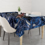 Aotearoa Tuwharetoa Tablecloth Maori Tribal Navy Paua Shell Pattern