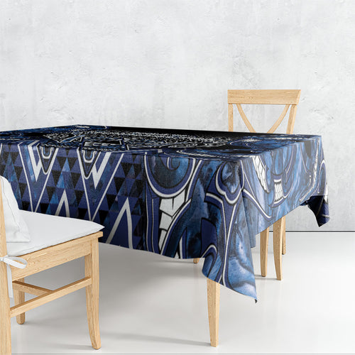 Aotearoa Tuwharetoa Tablecloth Maori Tribal Navy Paua Shell Pattern
