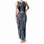 Aotearoa Tuwharetoa Tank Maxi Dress Maori Tribal Navy Paua Shell Pattern