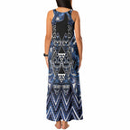 Aotearoa Tuwharetoa Tank Maxi Dress Maori Tribal Navy Paua Shell Pattern