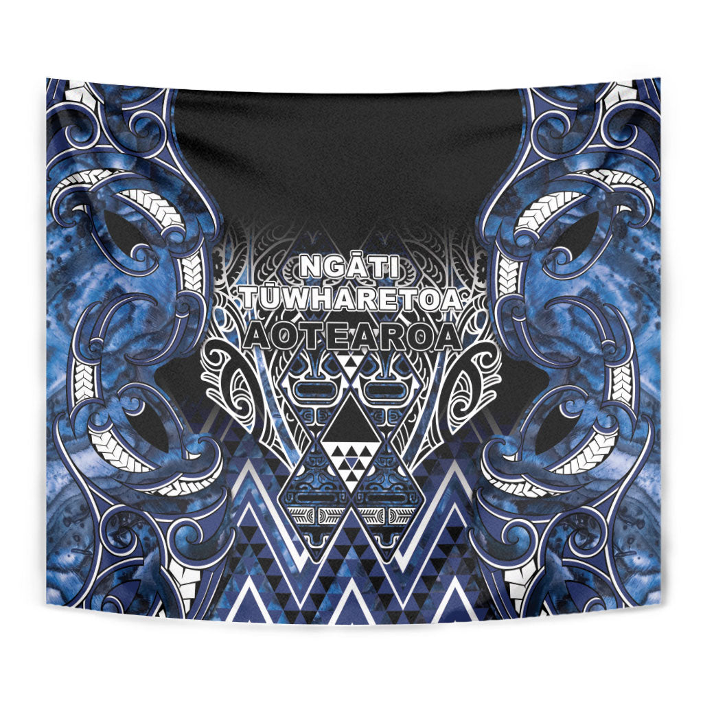 Aotearoa Tuwharetoa Tapestry Maori Tribal Navy Paua Shell Pattern