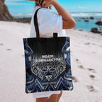 Aotearoa Tuwharetoa Tote Bag Maori Tribal Navy Paua Shell Pattern