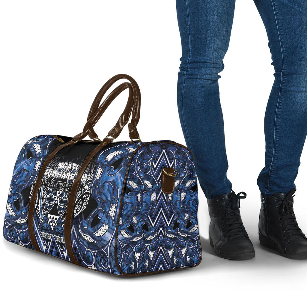 Aotearoa Tuwharetoa Travel Bag Maori Tribal Navy Paua Shell Pattern