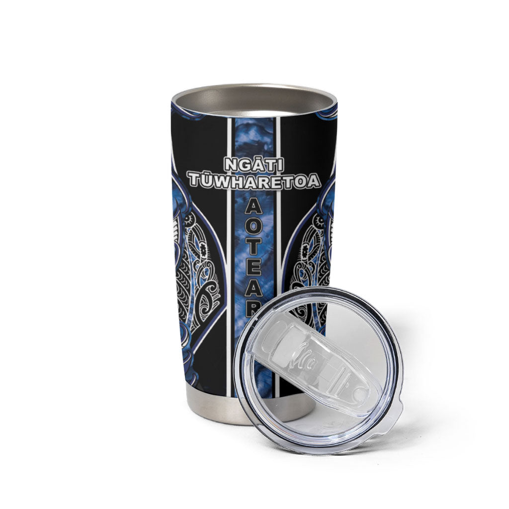 Aotearoa Tuwharetoa Tumbler Cup Maori Tribal Navy Paua Shell Pattern