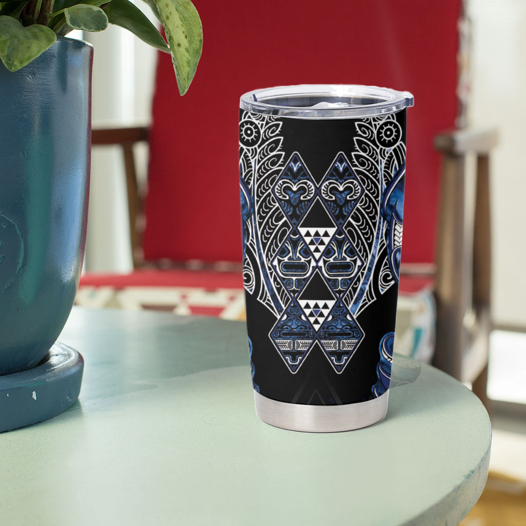 Aotearoa Tuwharetoa Tumbler Cup Maori Tribal Navy Paua Shell Pattern