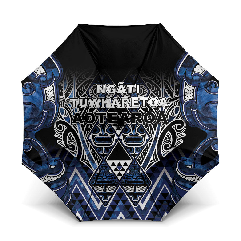 Aotearoa Tuwharetoa Umbrella Maori Tribal Navy Paua Shell Pattern