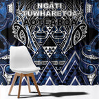 Aotearoa Tuwharetoa Window Curtain Maori Tribal Navy Paua Shell Pattern