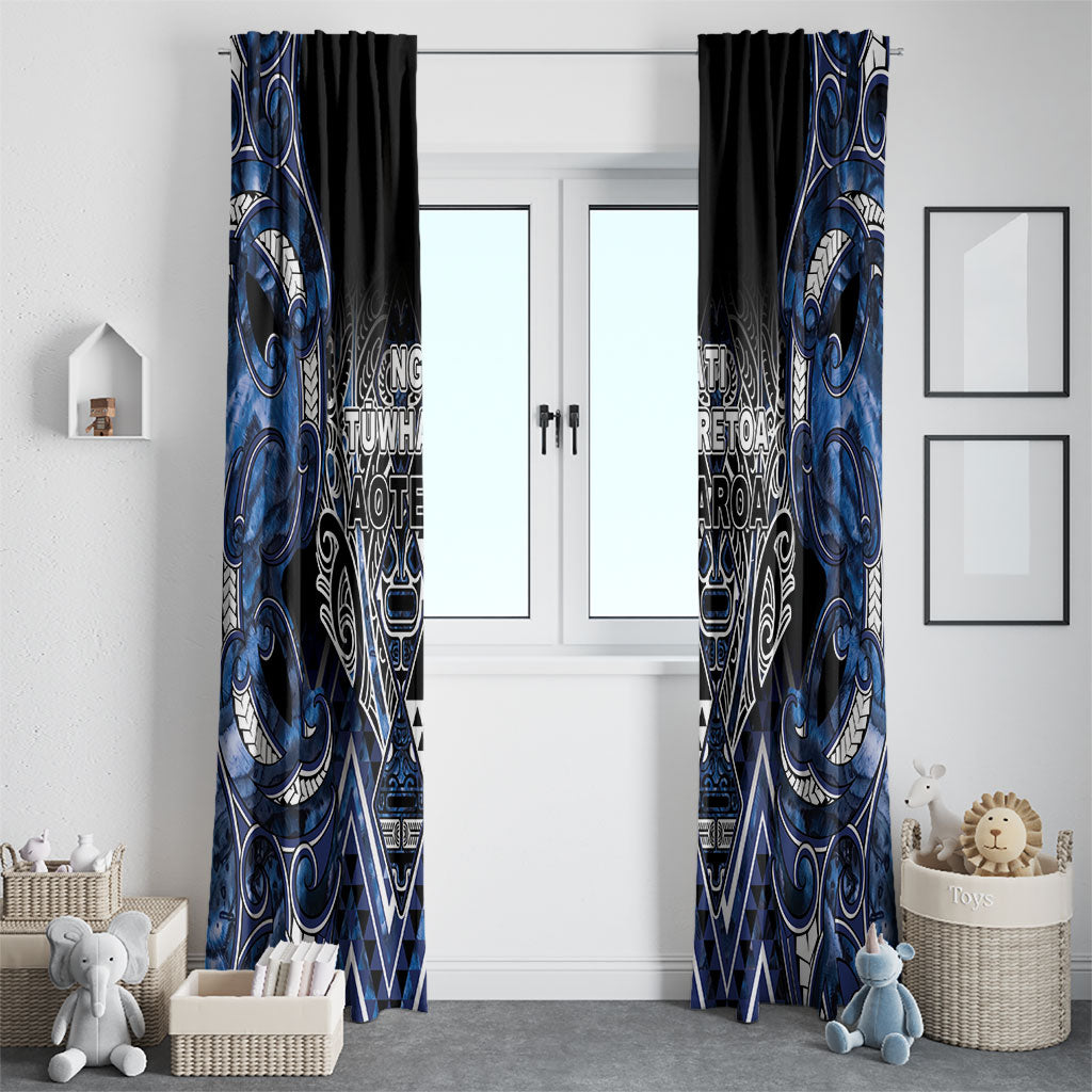 Aotearoa Tuwharetoa Window Curtain Maori Tribal Navy Paua Shell Pattern