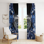 Aotearoa Tuwharetoa Window Curtain Maori Tribal Navy Paua Shell Pattern