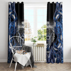 Aotearoa Tuwharetoa Window Curtain Maori Tribal Navy Paua Shell Pattern